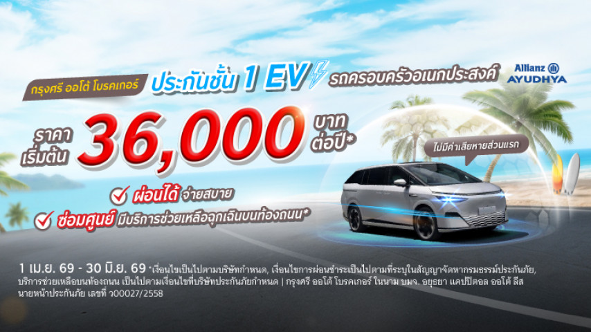 ประกันชั้น 1 EV รถครอบครัวอเนกประสงค์ ซ่อมศูนย์ โดย บริษัท อลิอันซ์ อยุธยา ประกันภัย จำกัด (มหาชน)